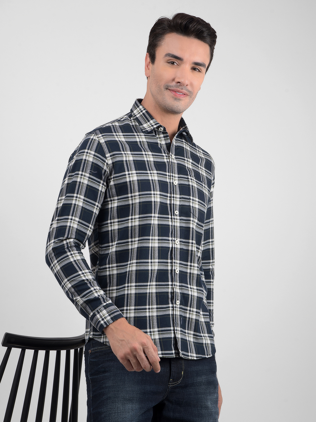 Numero Uno Men Checkered Blue Shirt